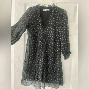 ZARA Chiffon Floral Dress With Inside Lining- B49